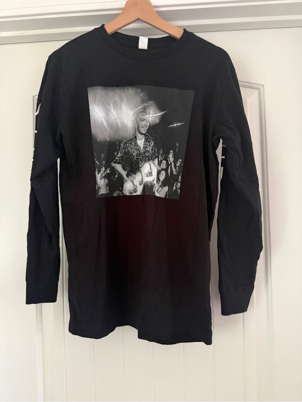 Black Long-Sleeve Graphic Tee with Photo Print